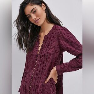 Pilcro Jolie Pintucked Sequin Blouse